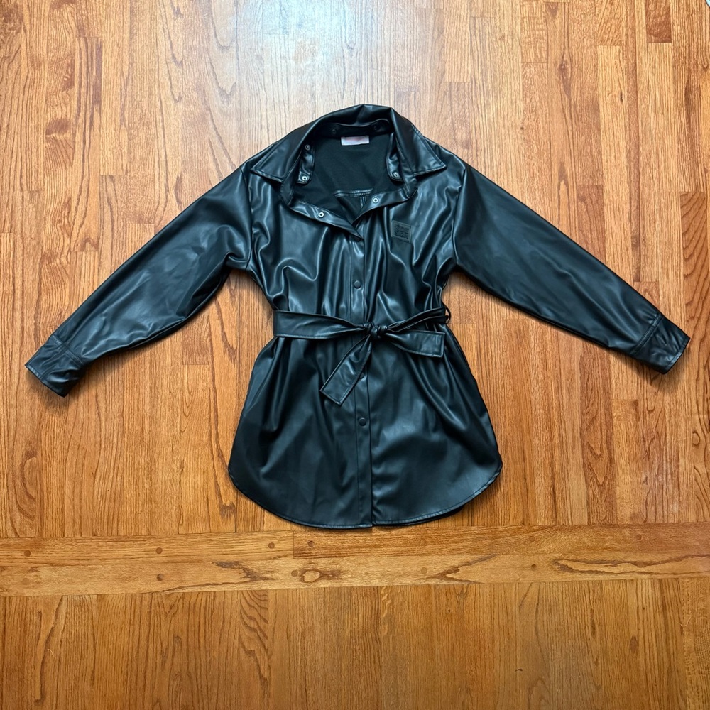 Re-design black cotton belted jacket size L